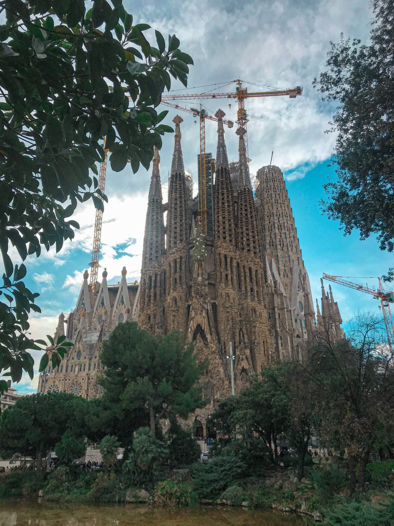 Views of Barcelona's Sagrada Familia from across the pond.