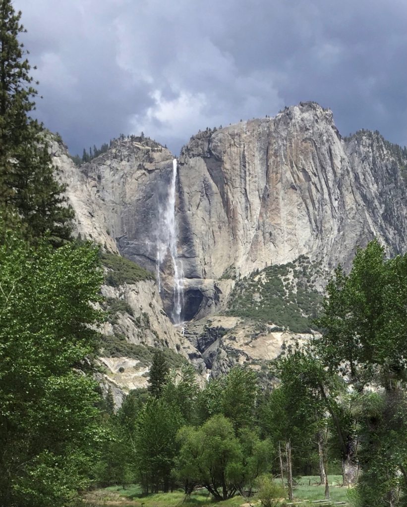 Landscape photo of the Yosemite Falls in the Yosemite National Park.