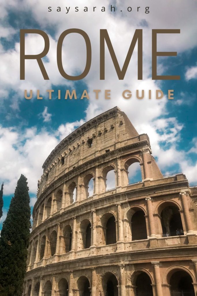 A pinnable image to represent the blog. With a picture of the Colosseum titled "Ultimate Guide to Rome"