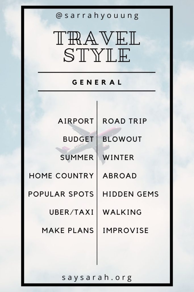 This or That travel style quiz for general travel topics.
