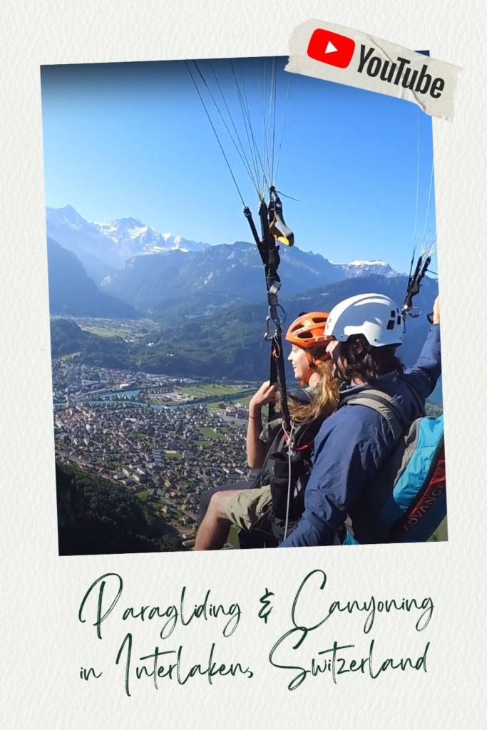 A pinnable image representing my YouTube video titled Paragliding and Canyoning in Interlaken, Switzerland to help mark off your Europe checklist.