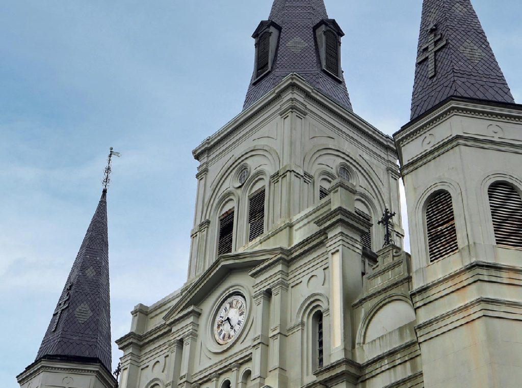 The St. Louis Cathedral in the middle of the French Quarter in New Orleans, Louisiana