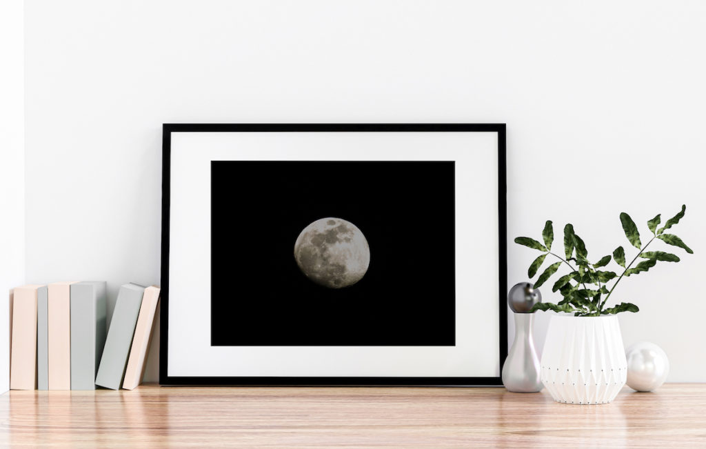 Horizontal print of the moon.