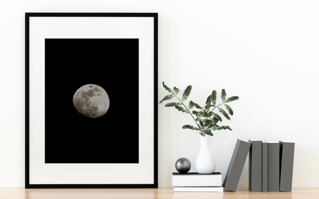 Vertical print of the moon.