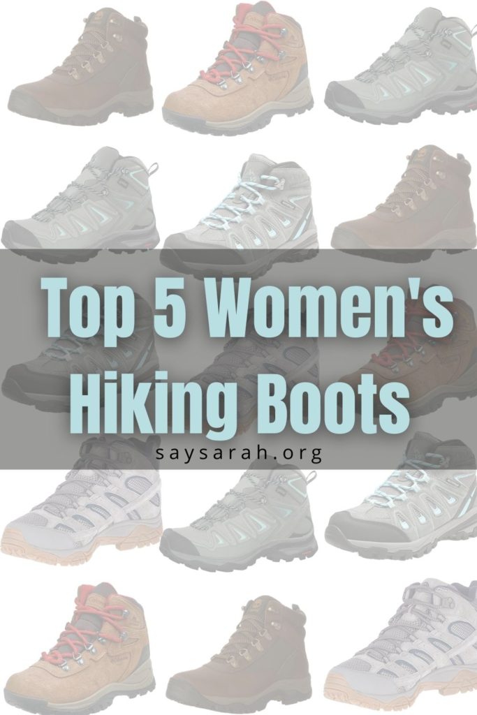 A pin to represent the blog titled top 5 women's hiking boots!