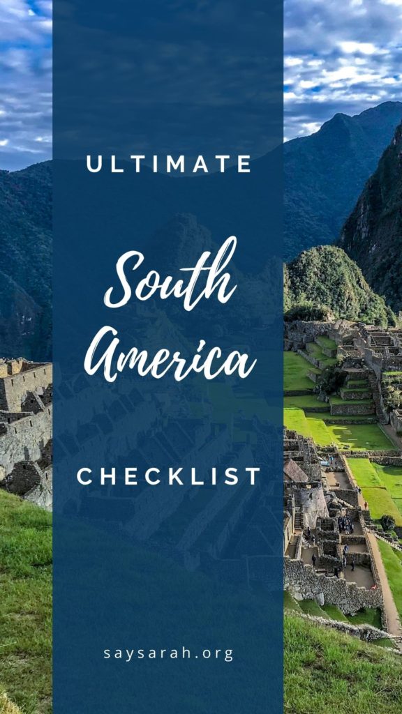 A pin to represent the blog titled Ultimate South America Checklist