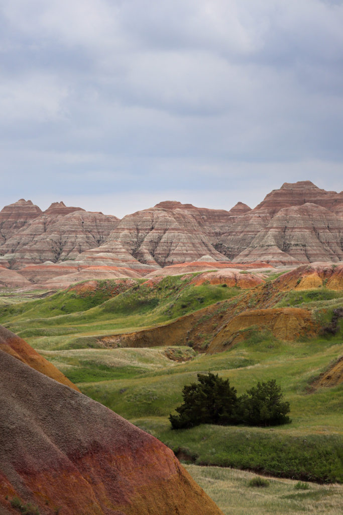 Yellow mounds in badlands national park in South Dakota
